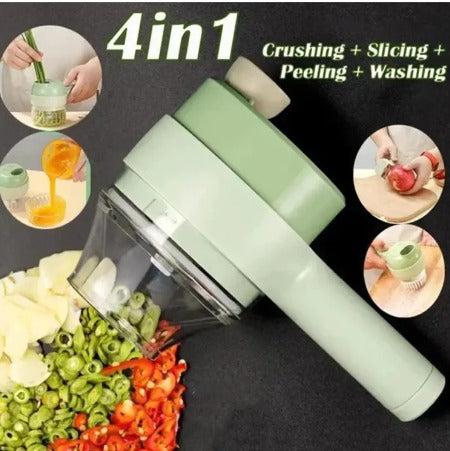 4 in 1 Handheld Electric Vegetable Cutter Set (Multicolor, Pack of 1)